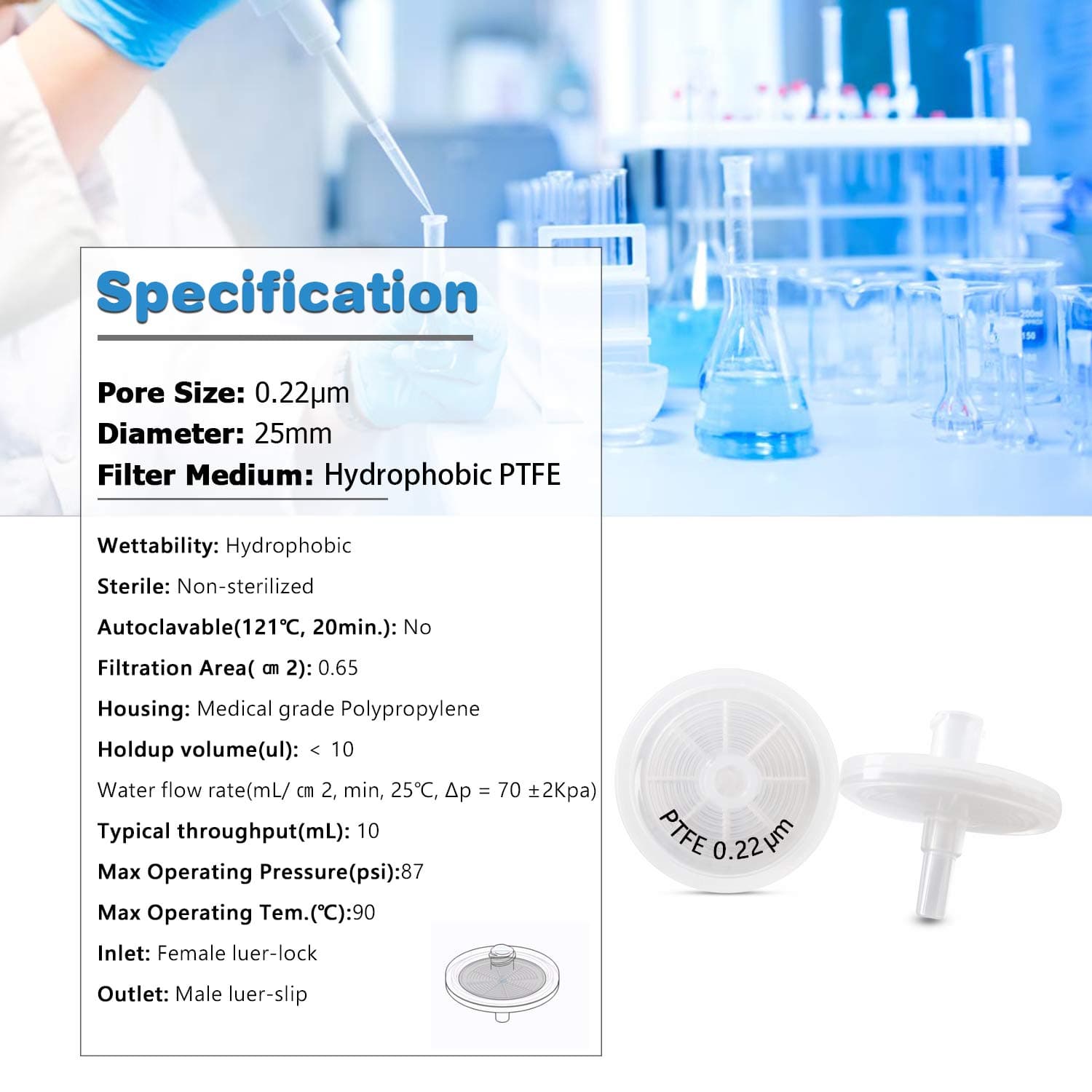 manufacturer price China 0.45um Ptfe Green hplc syringe filters